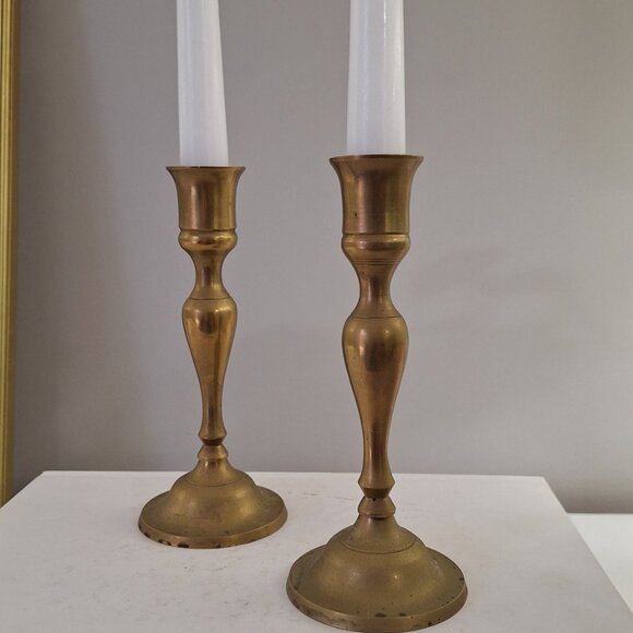 2 Vintage Brass Candlestick candle Holders - Picture 4 of 4